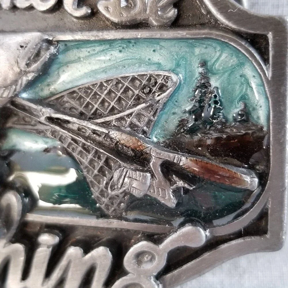 Vintage I'd Rather Be‎ Fishing Belt Buckle Rio Grande Buckle Co. 1989 Pewter